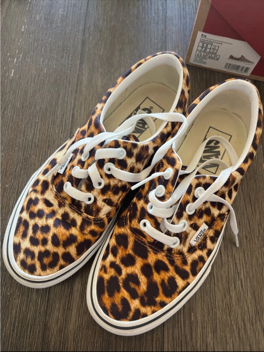 Vans Leopard Print Canvas Sneakers - Brown/Black